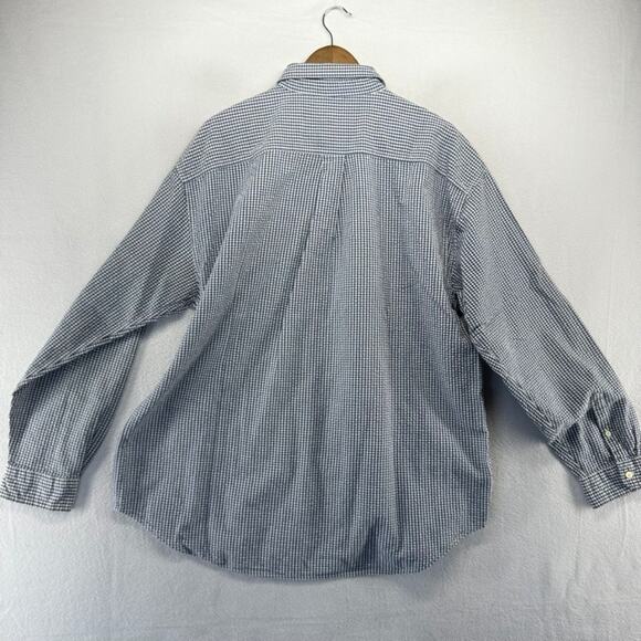 Vintage J Crew Shirt Men's XL Blue White Houndstooth Seer Sucker Oarsman 90s - Picture 12 of 16